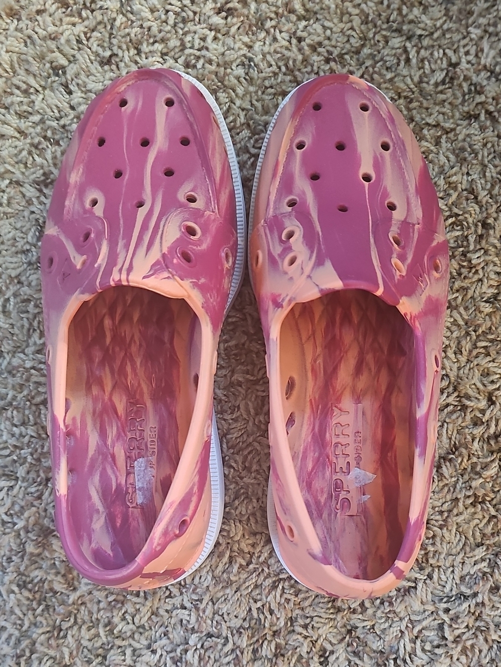 Sperry Women's Pink Marbled Slip-On Sandals